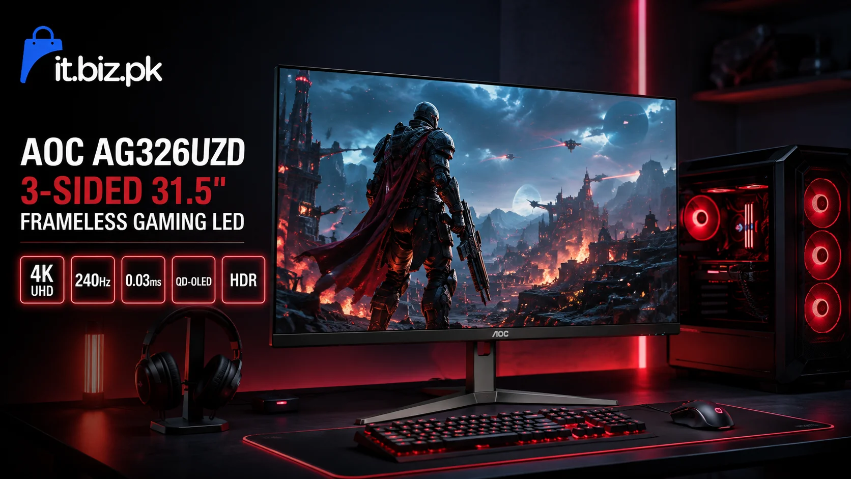 AOC AG326UZD 3-SIDED 31.5″ Frameless Gaming LED